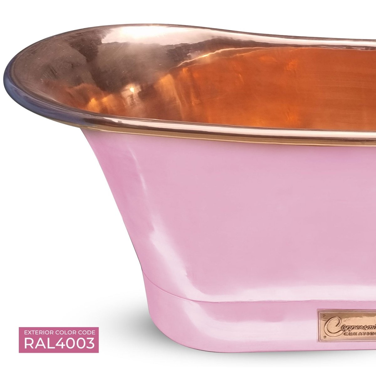 Coppersmith Creations Copper Freestanding Bathtub Straight Base Choice of Colour in Lacquered