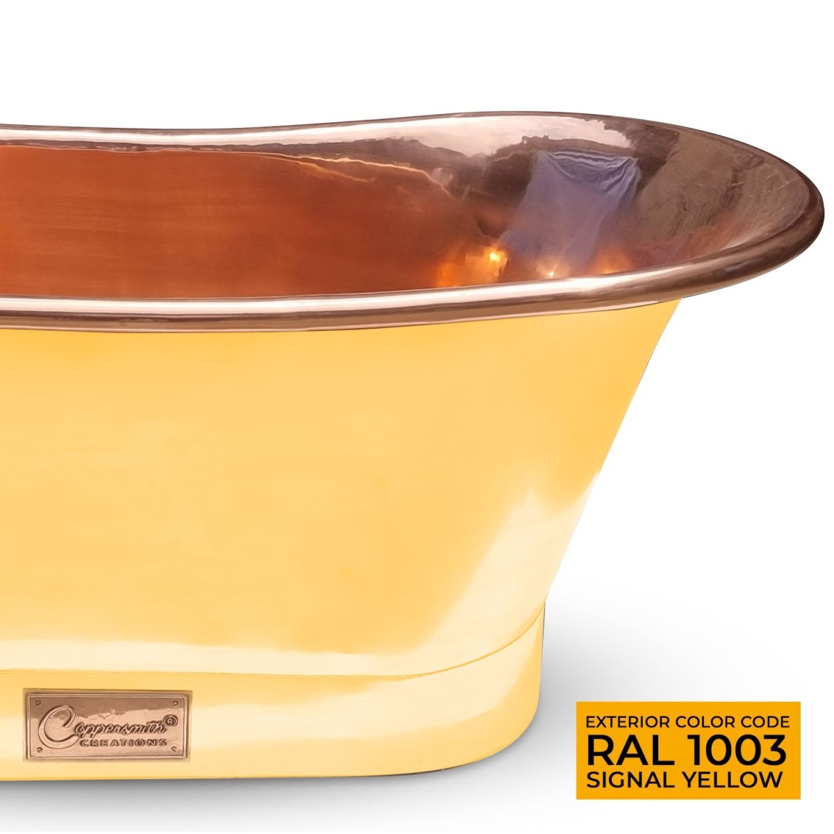 Coppersmith Creations Copper Freestanding Bathtub Straight Base Choice of Colour in Lacquered