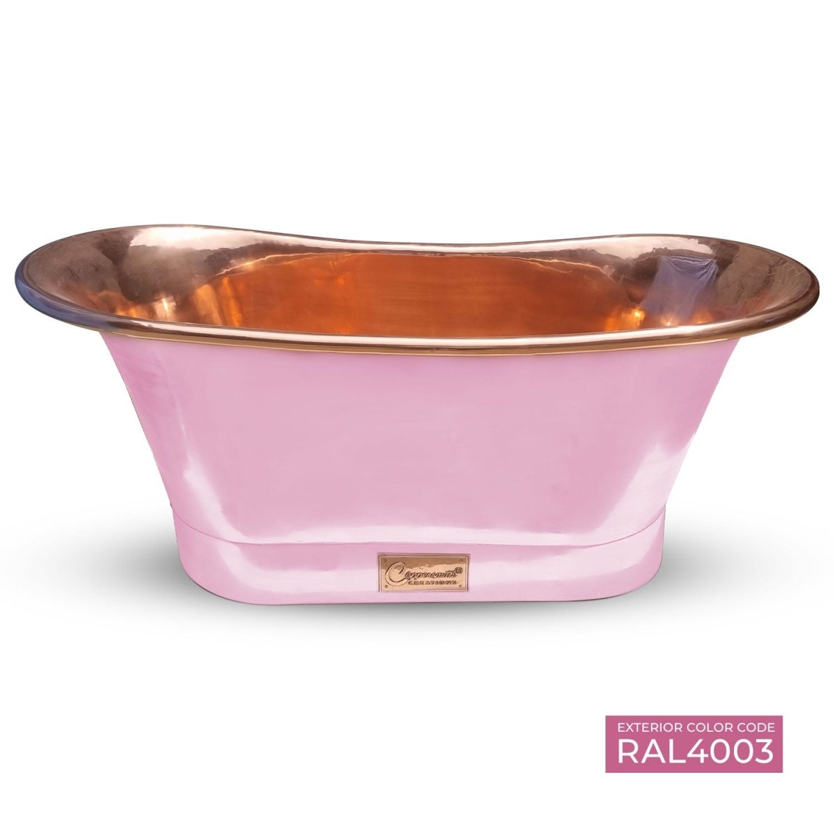 Coppersmith Creations Copper Freestanding Bathtub Straight Base Choice of Colour in Lacquered