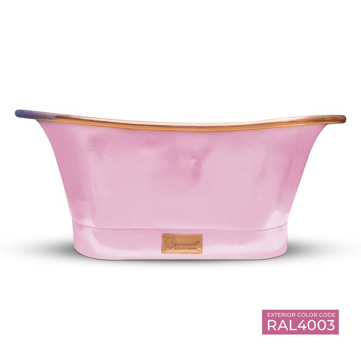 Coppersmith Creations Copper Freestanding Bathtub Straight Base Choice of Colour in Lacquered