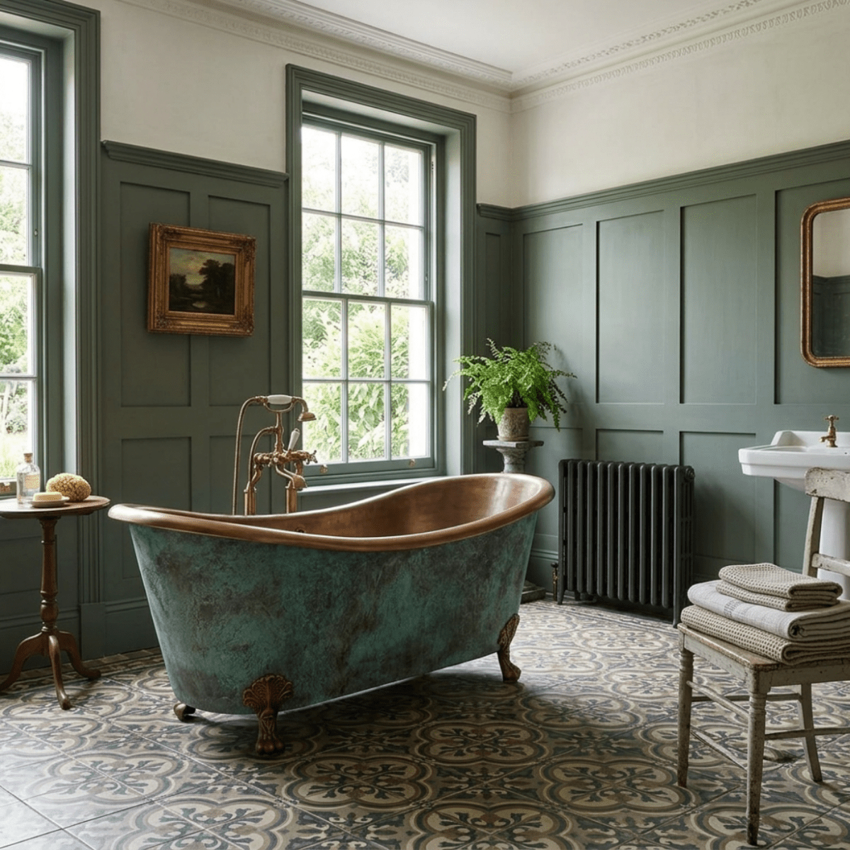 Coppersmith Creations Copper Freestanding Clawfoot Bathtub Turquoise Patina Exterior Antique Copper Interior in Turquoise Patina