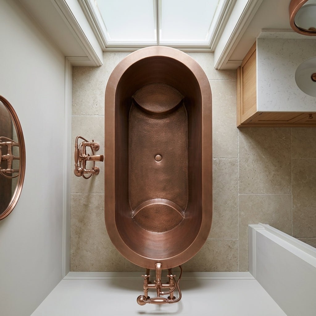 Coppersmith Creations Double Wall Antique Hammered Copper Tub With Seats Inside in Antique Copper