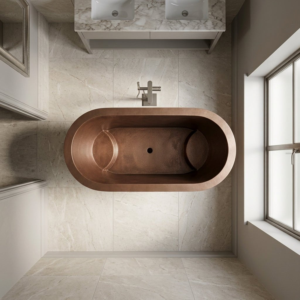 Coppersmith Creations Double Wall Antique Hammered Copper Tub With Seats Inside in Antique Copper