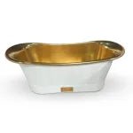 Coppersmith Creations Freestanding Brass Bathtub with Polished Smooth Brass Inside & Matte White Outside in White