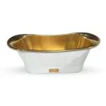 Coppersmith Creations Freestanding Brass Bathtub with Polished Smooth Brass Inside & Matte White Outside in White