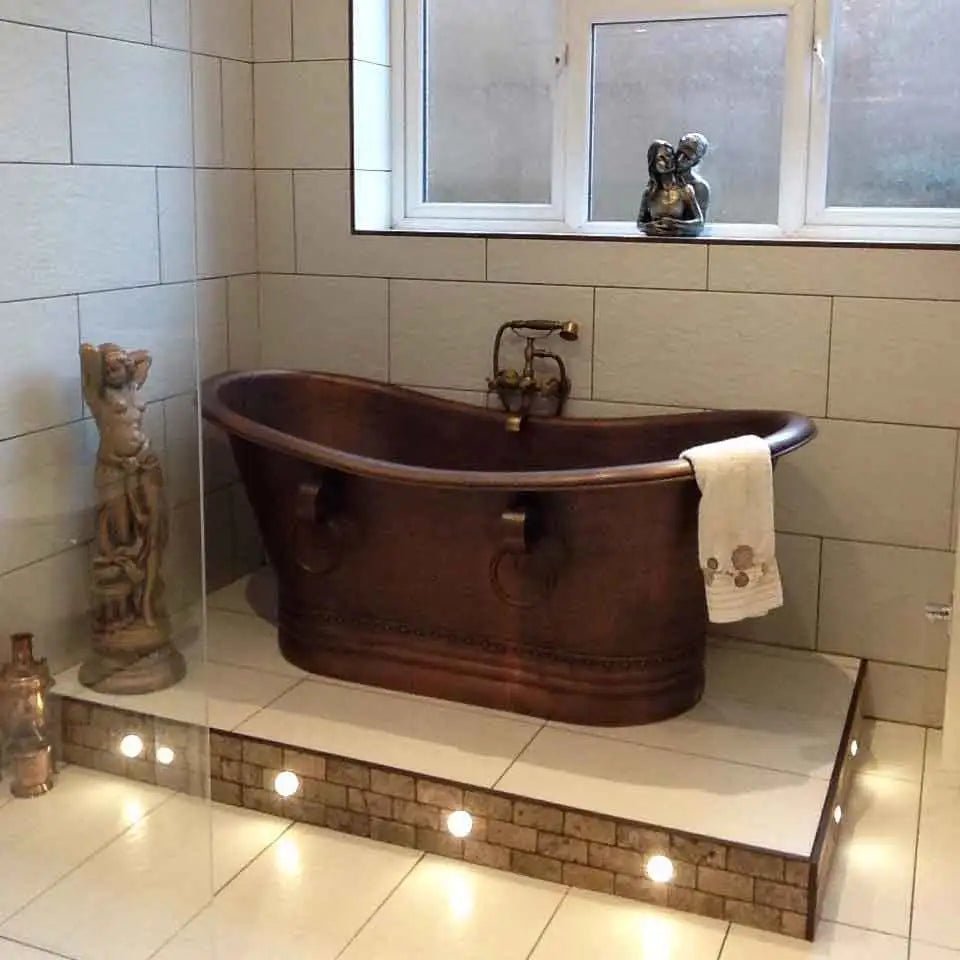 Coppersmith Creations Hammered Antique Copper Tub with Ring Handles in Antique Copper