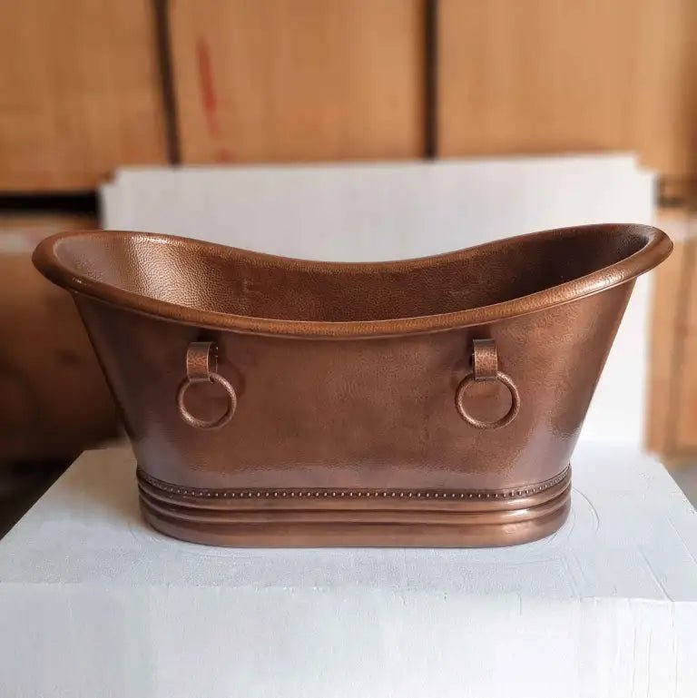 Coppersmith Creations Hammered Antique Copper Tub with Ring Handles in Antique Copper