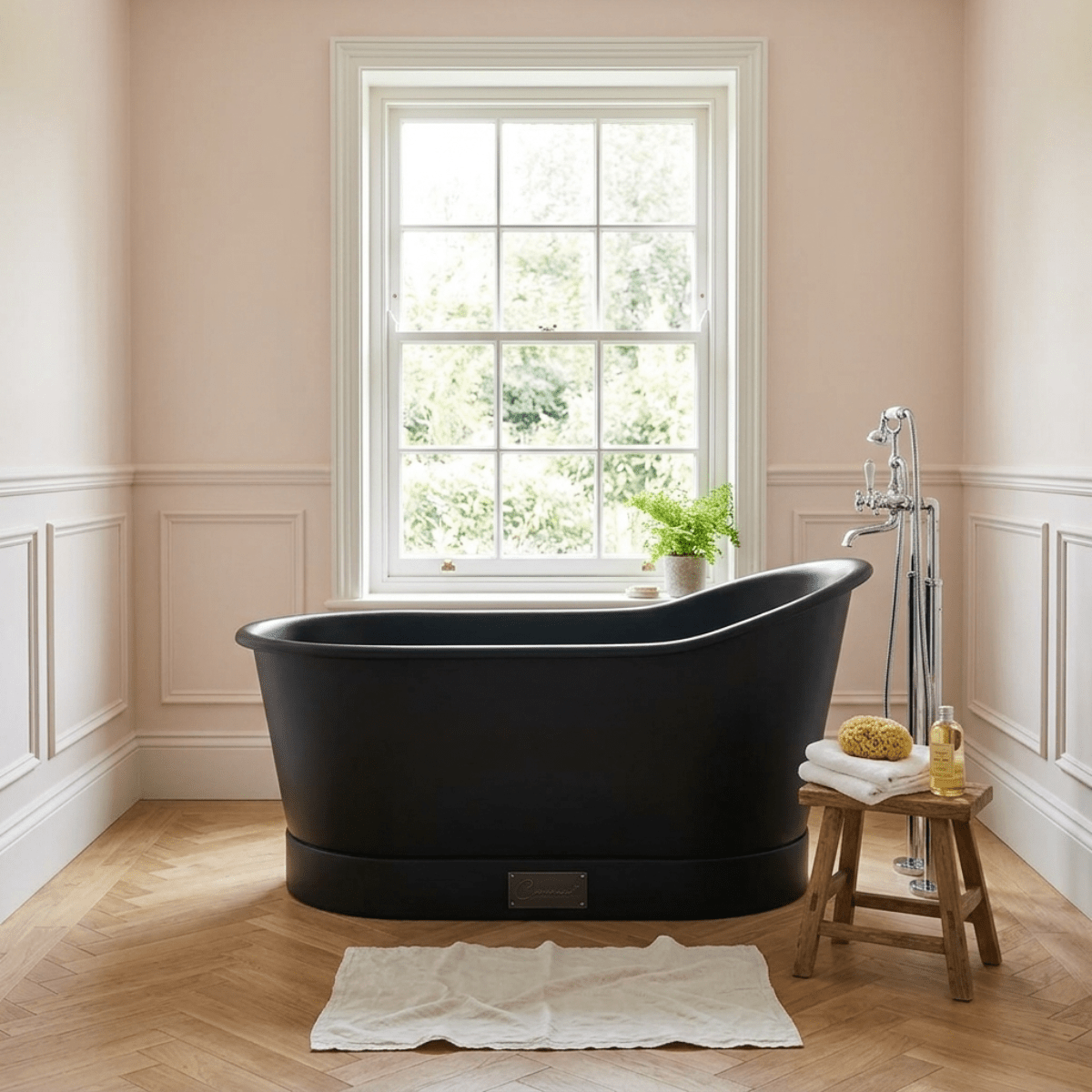 Coppersmith Creations Hammered Copper Bathtub Black Interior & Exterior Finish in Black