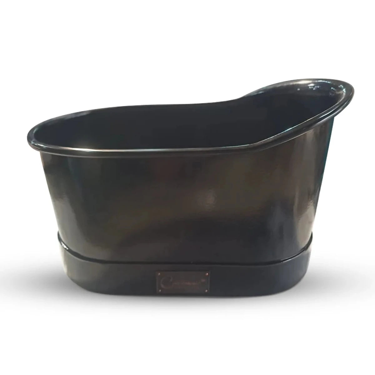 Coppersmith Creations Hammered Copper Bathtub Black Interior & Exterior Finish in Black