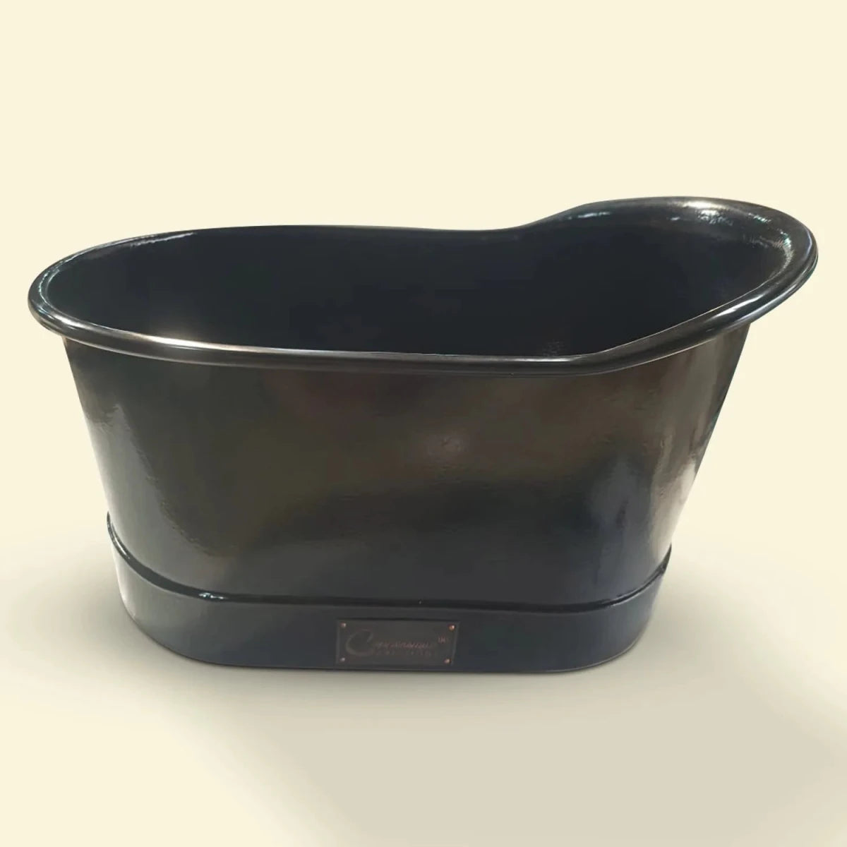 Coppersmith Creations Hammered Copper Bathtub Black Interior & Exterior Finish in Black