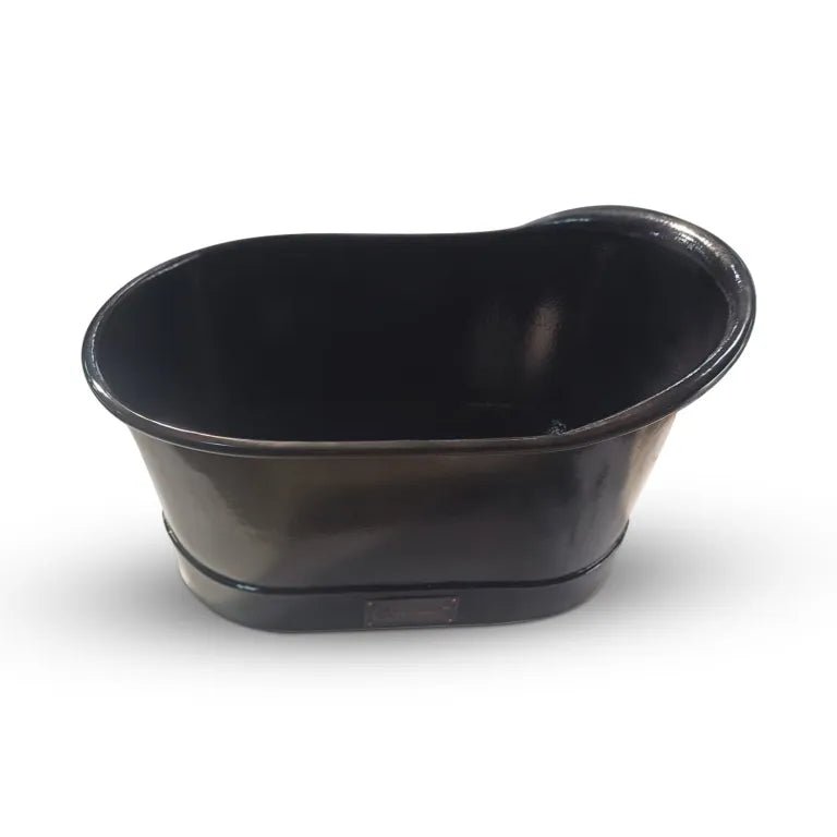 Coppersmith Creations Hammered Copper Bathtub Black Interior & Exterior Finish in Black