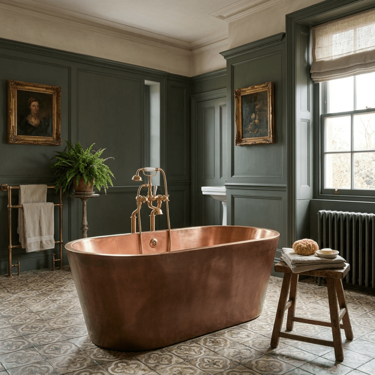 Coppersmith Creations Hammered Double Wall Copper Bathtub in Hammered Copper