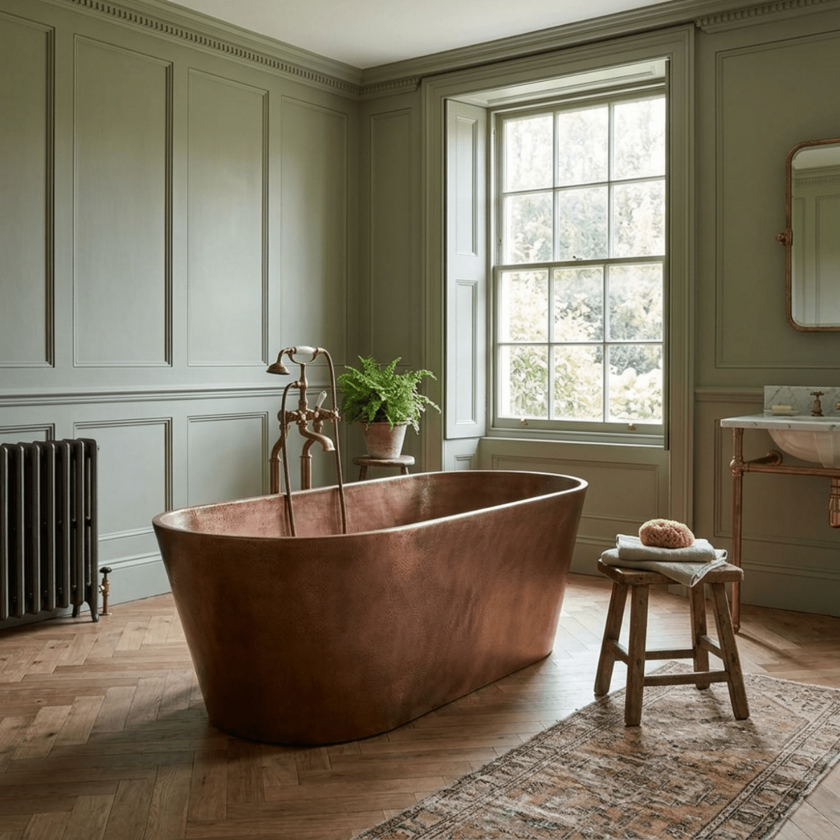 Coppersmith Creations Hammered Double Wall Copper Bathtub in Hammered Copper