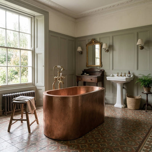 Coppersmith Creations Japanese Soaking Tub Double Wall Hammered Antique Copper Bathtub with Seats in Copper