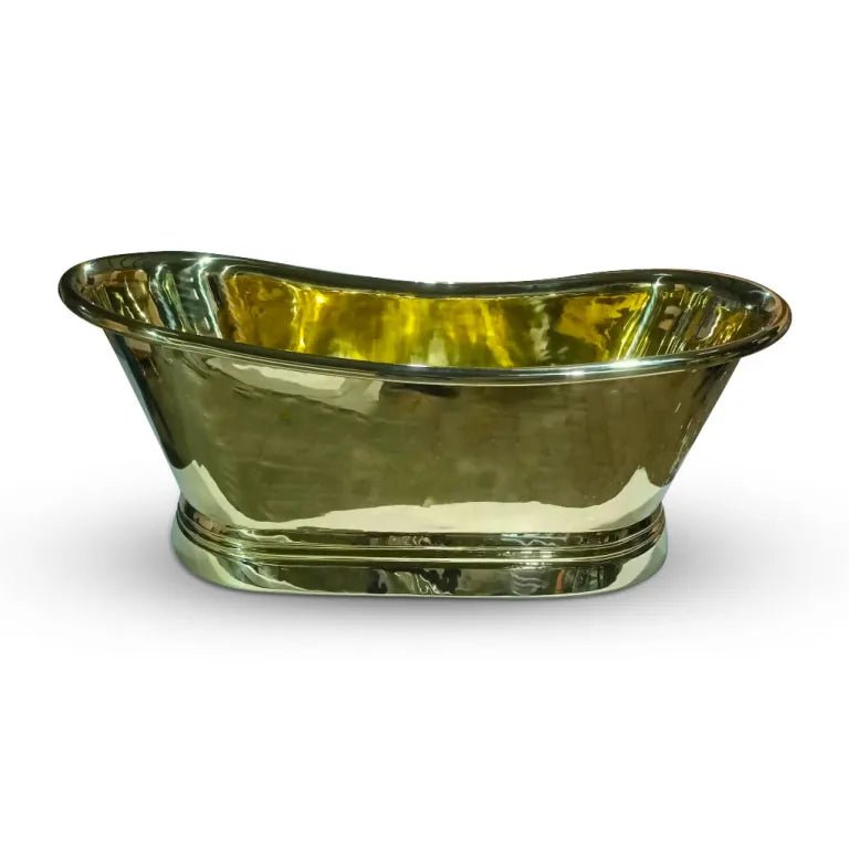 Coppersmith Creations Rolled Pipe Top Full Polished Brass Bathtub in Brass