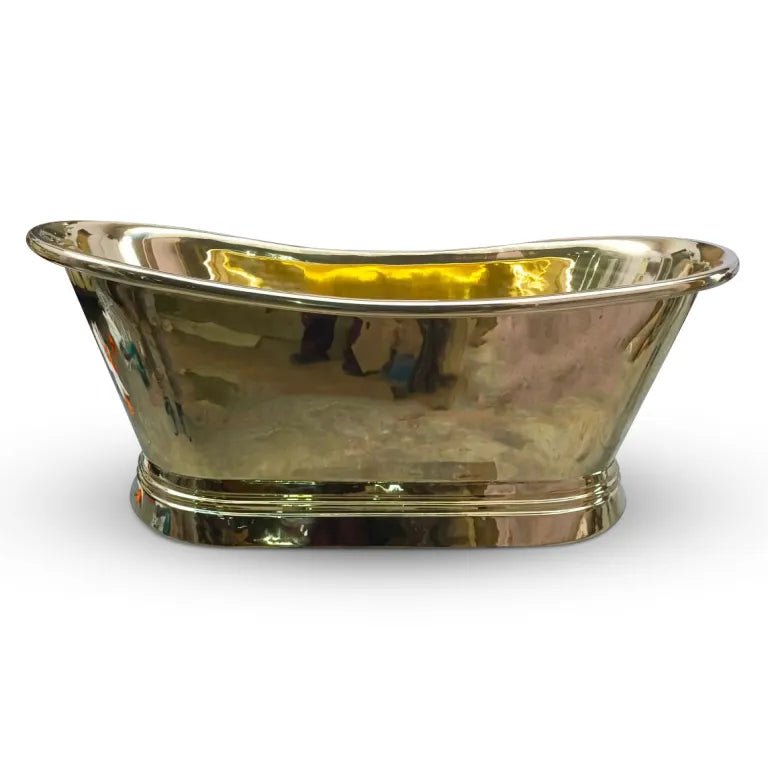 Coppersmith Creations Rolled Pipe Top Full Polished Brass Bathtub in Brass