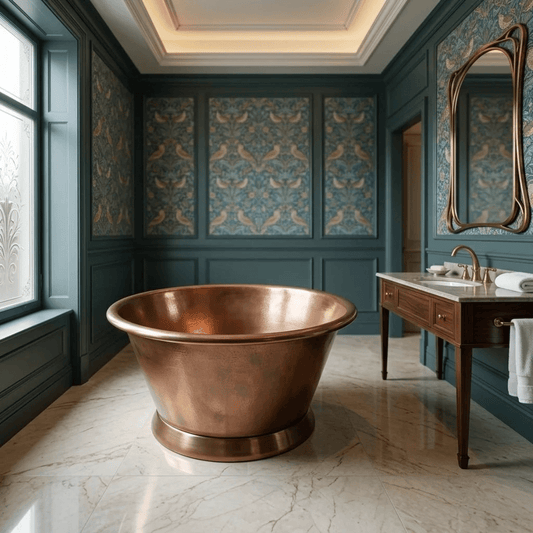 Coppersmith Creations Round Copper Tub Hammered Antique in Antique Copper