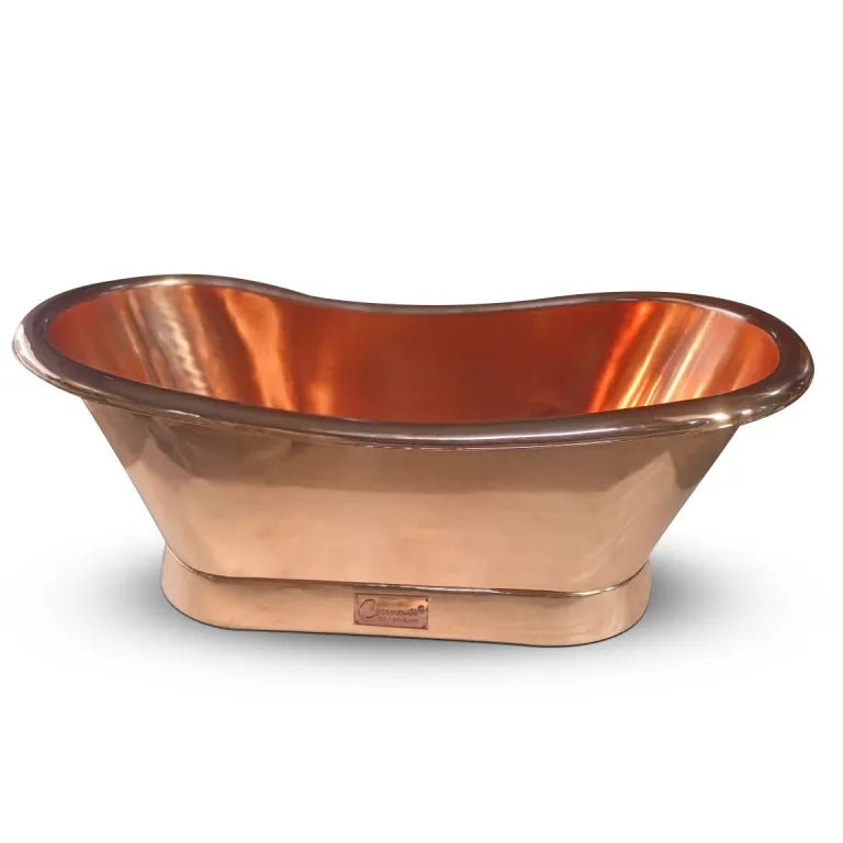 Coppersmith Creations Slanting Base Copper Bathtub Full Shining Copper Finish in Copper