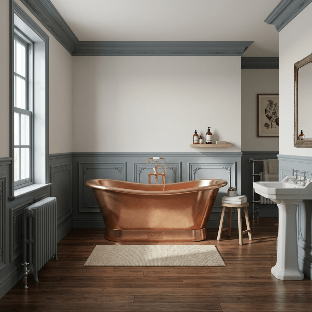 Coppersmith Creations Slanting Base Copper Bathtub Full Shining Copper Finish in Copper