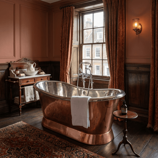 Coppersmith Creations Slanting Base Copper Bathtub Nickel Inside Copper Outside in Copper