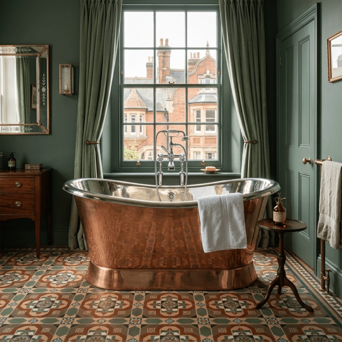 Coppersmith Creations Slanting Base Copper Bathtub Nickel Inside Copper Outside in Copper