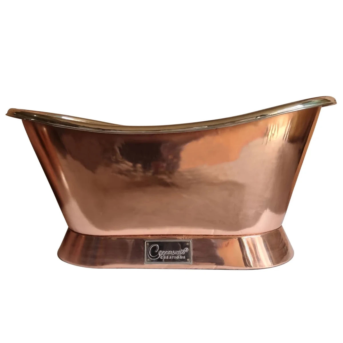 Coppersmith Creations Slanting Base Copper Bathtub Nickel Inside Copper Outside in Copper