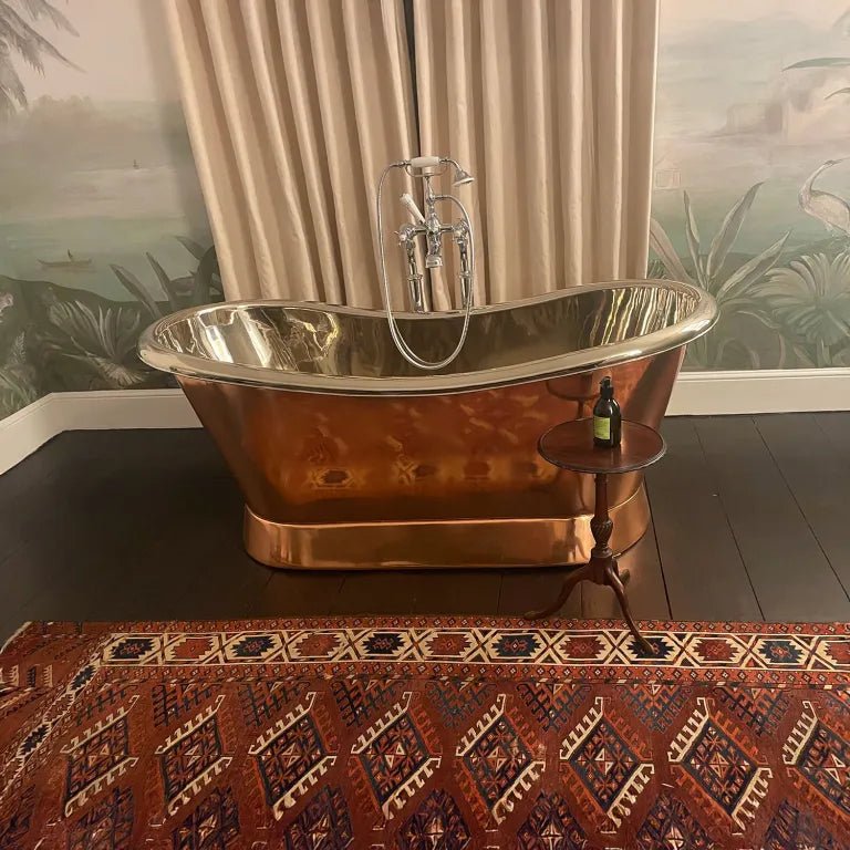 Coppersmith Creations Slanting Base Copper Bathtub Nickel Inside Copper Outside in Copper