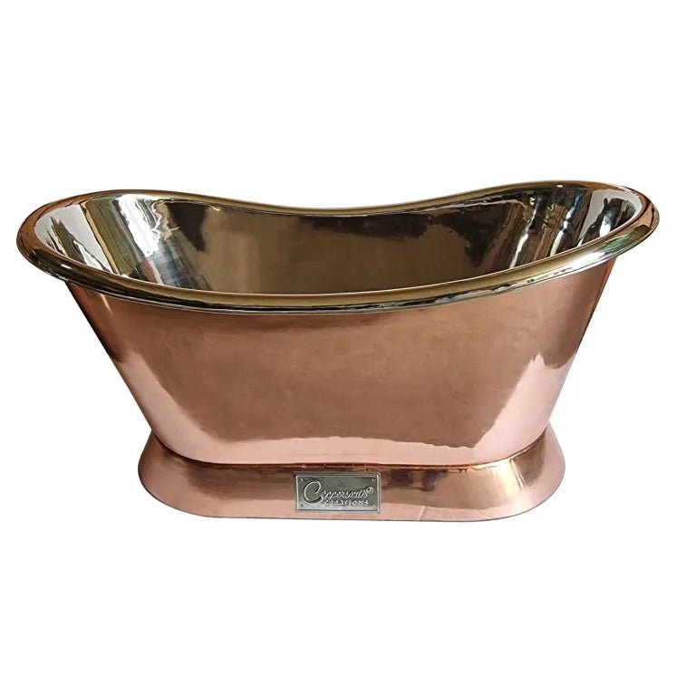 Coppersmith Creations Slanting Base Copper Bathtub Nickel Inside Copper Outside in Copper