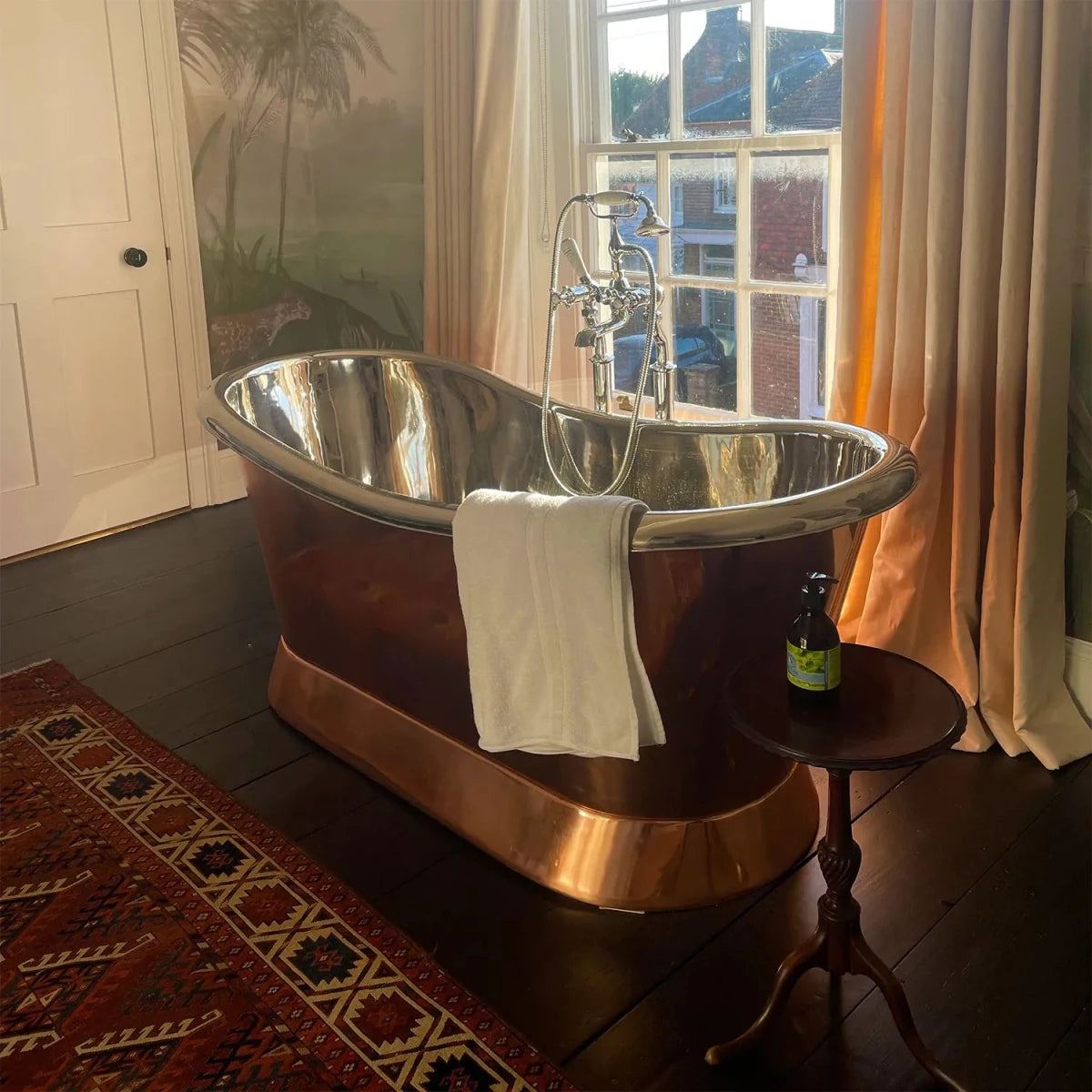 Coppersmith Creations Slanting Base Copper Bathtub Nickel Inside Copper Outside in Copper