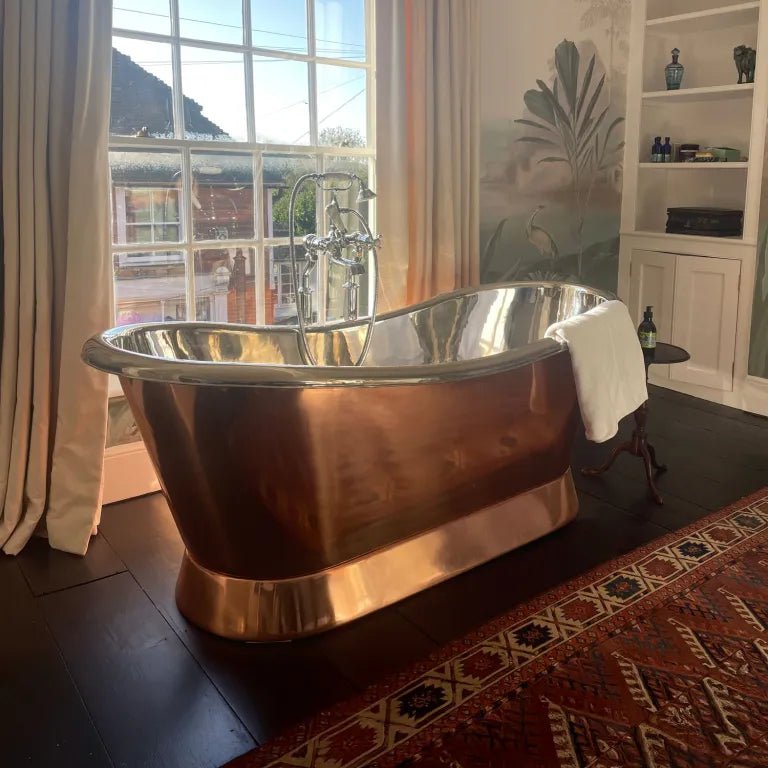 Coppersmith Creations Slanting Base Copper Bathtub Nickel Inside Copper Outside in Copper