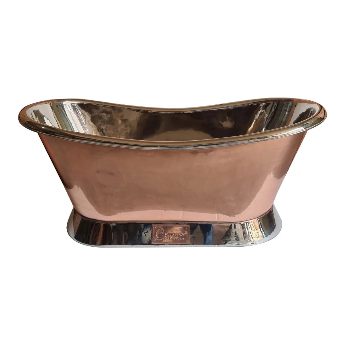 Coppersmith Creations Slanting Base Copper Bathtub Nickel Inside & on Base Copper Outside in Copper