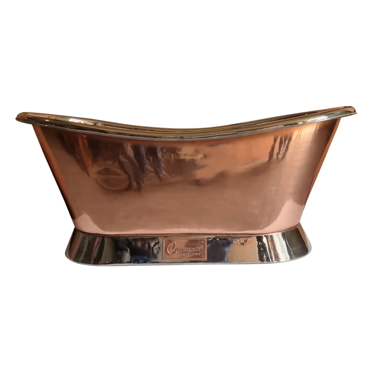 Coppersmith Creations Slanting Base Copper Bathtub Nickel Inside & on Base Copper Outside in Copper