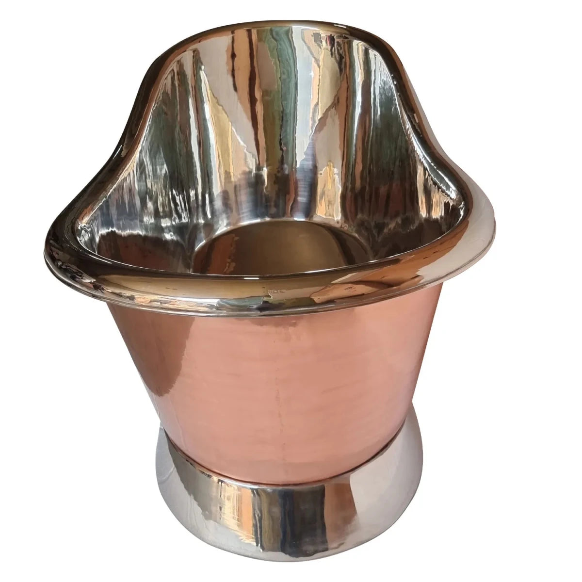 Coppersmith Creations Slanting Base Copper Bathtub Nickel Inside & on Base Copper Outside in Copper