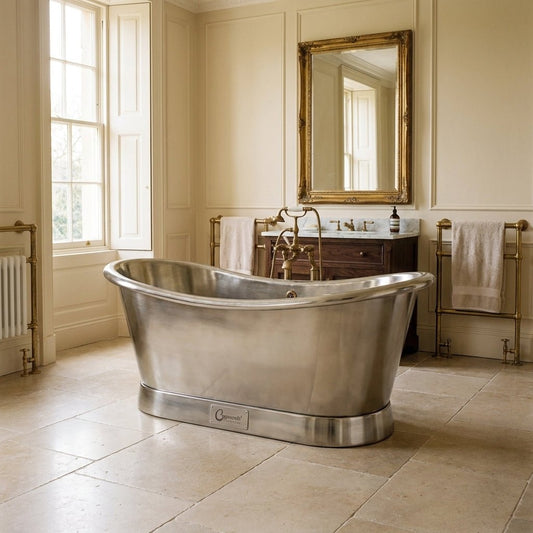 Coppersmith Creations Slanting Base Stainless Steel Bathtub Full Steel Finish in Steel