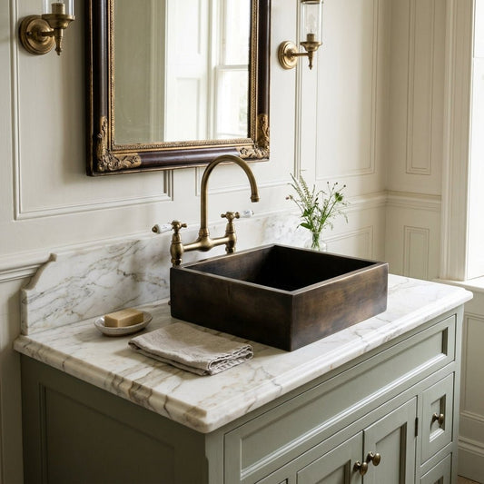 Coppersmith Creations Square Double Wall Antique Brass Sink in