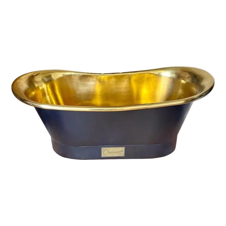 Coppersmith Creations Straight Base Brass Bathtub Black Outside in Black