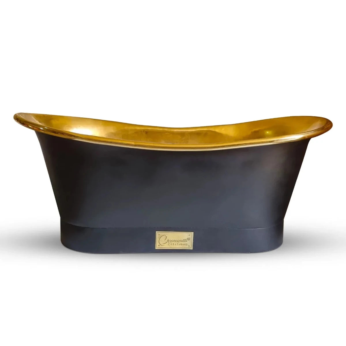 Coppersmith Creations Straight Base Brass Bathtub Black Outside in Black