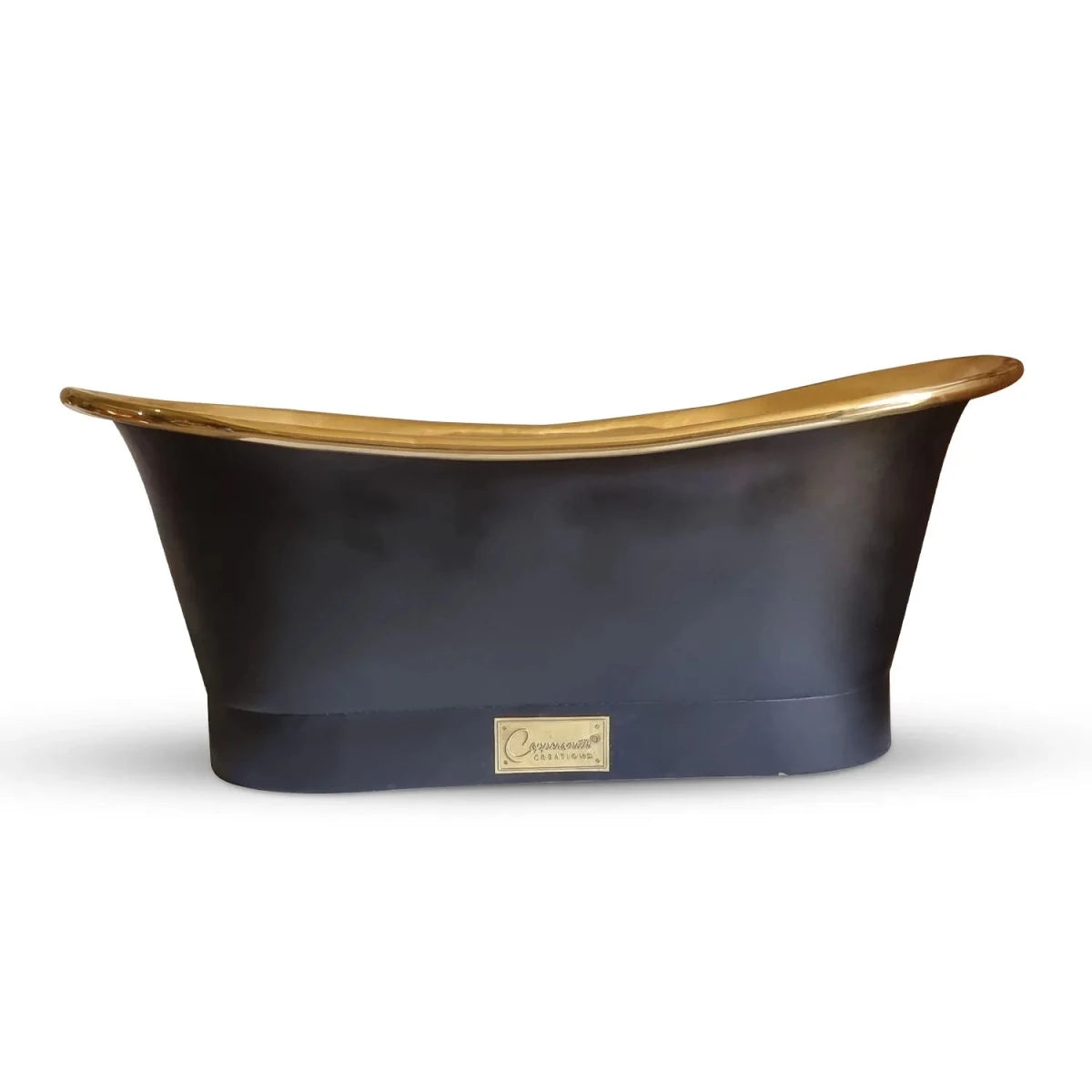 Coppersmith Creations Straight Base Brass Bathtub Black Outside in Black