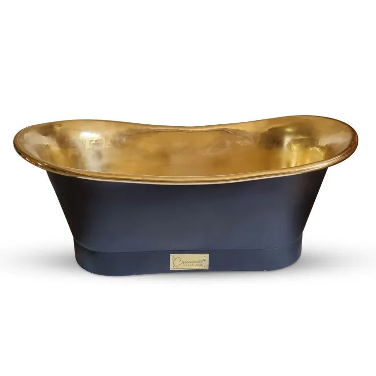 Coppersmith Creations Straight Base Brass Bathtub Black Outside in Black