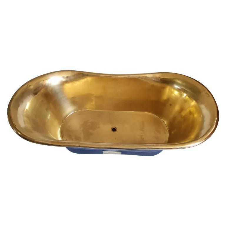 Coppersmith Creations Straight Base Brass Bathtub Black Outside in Black