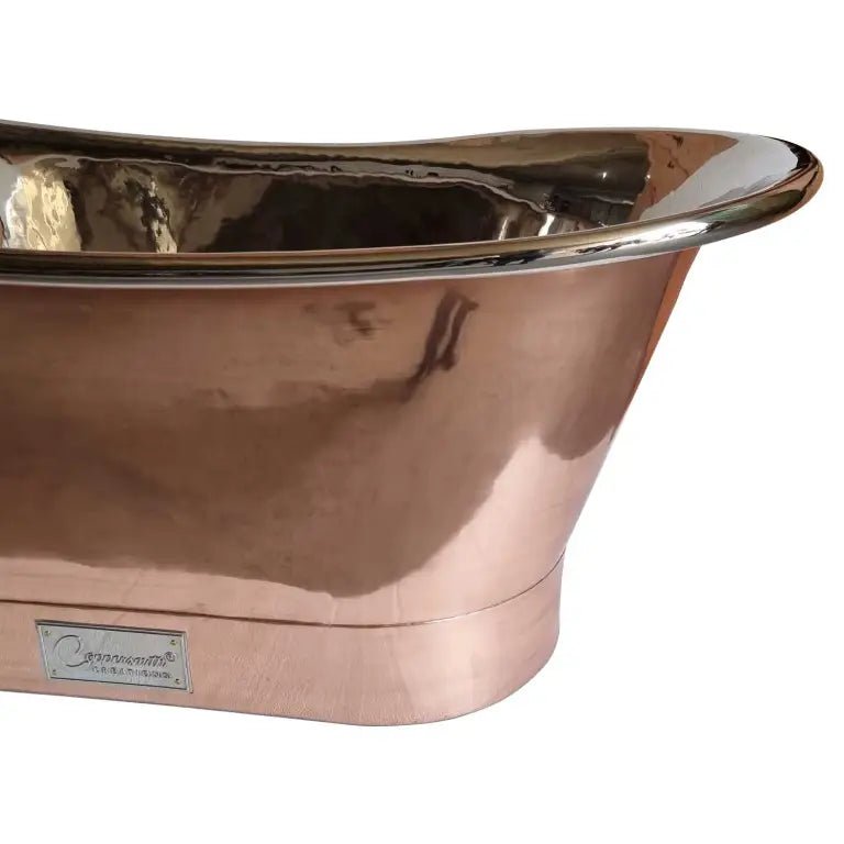 Coppersmith Creations Straight Base Copper Bathtub Nickel Inside in Copper