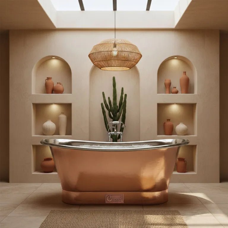 Coppersmith Creations Straight Base Copper Bathtub Nickel Inside in Copper