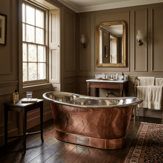 Coppersmith Creations Straight Base Copper Bathtub Nickel Inside in Copper
