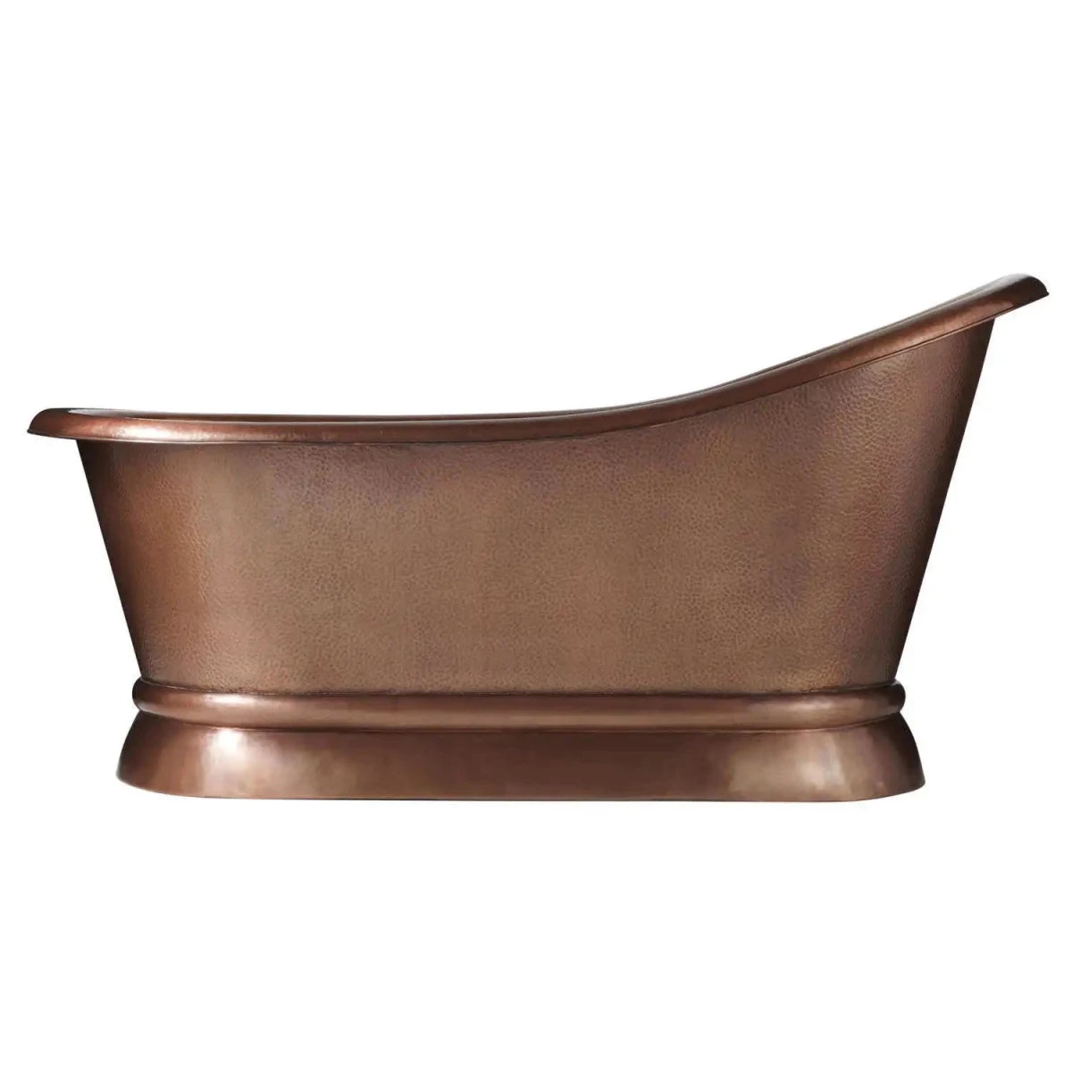 Coppersmith Hammered Copper Single Slipper Tub with Smooth Round Pedestal Base in Hammered Copper