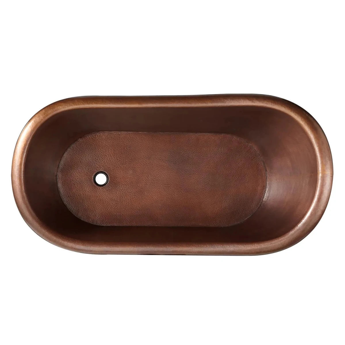 Coppersmith Hammered Copper Single Slipper Tub with Smooth Round Pedestal Base in Hammered Copper