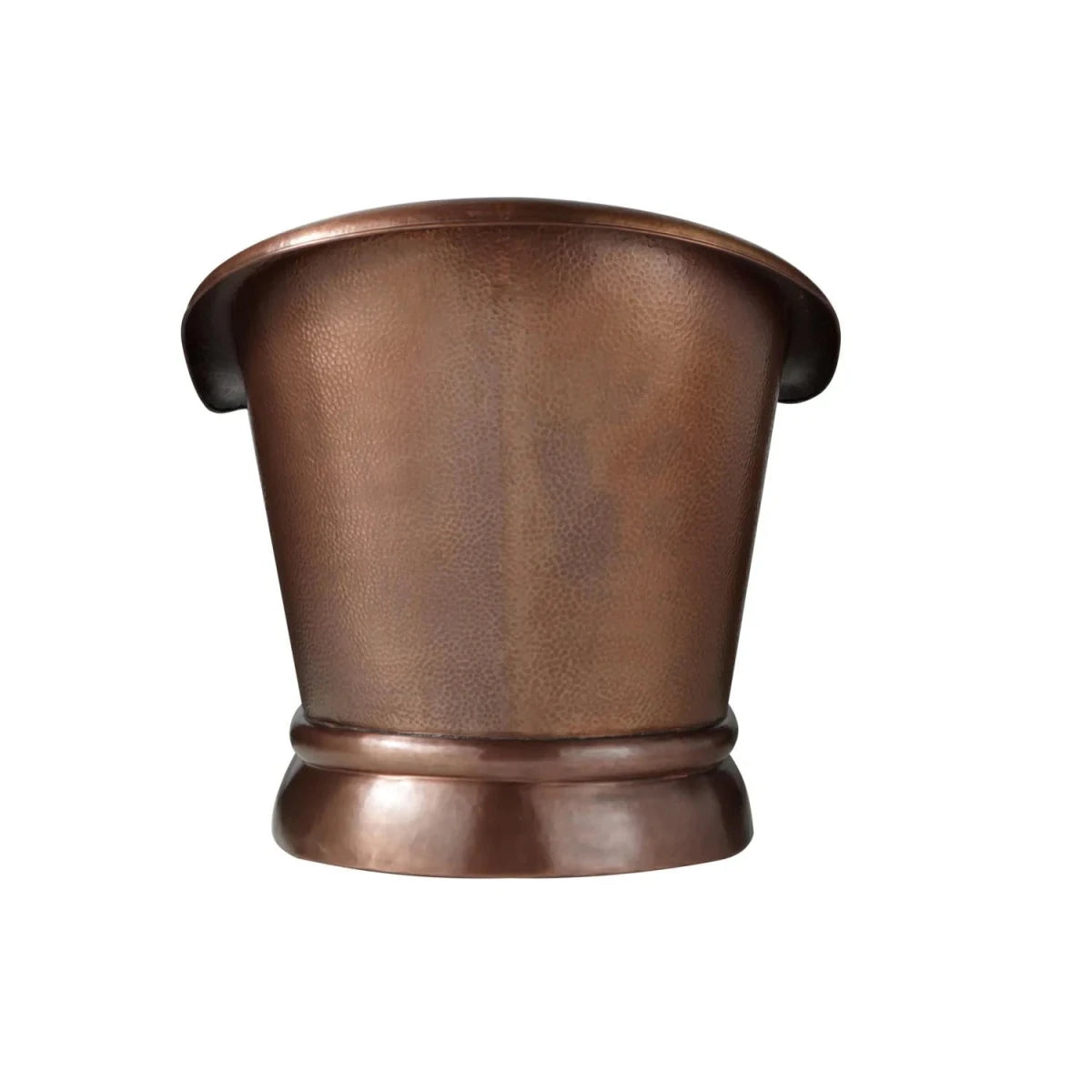 Coppersmith Hammered Copper Single Slipper Tub with Smooth Round Pedestal Base in Hammered Copper