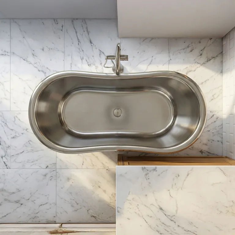 Coppersmith Slanting Base Stainless Steel Bathtub Full Steel Finish in Steel