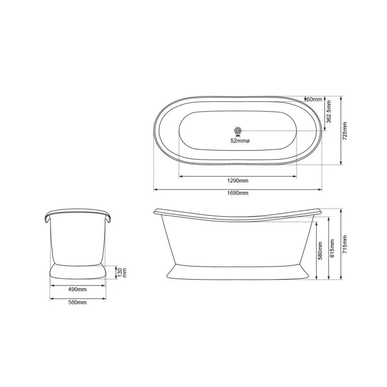 Coppersmith Slanting Base Stainless Steel Bathtub Full Steel Finish in Steel