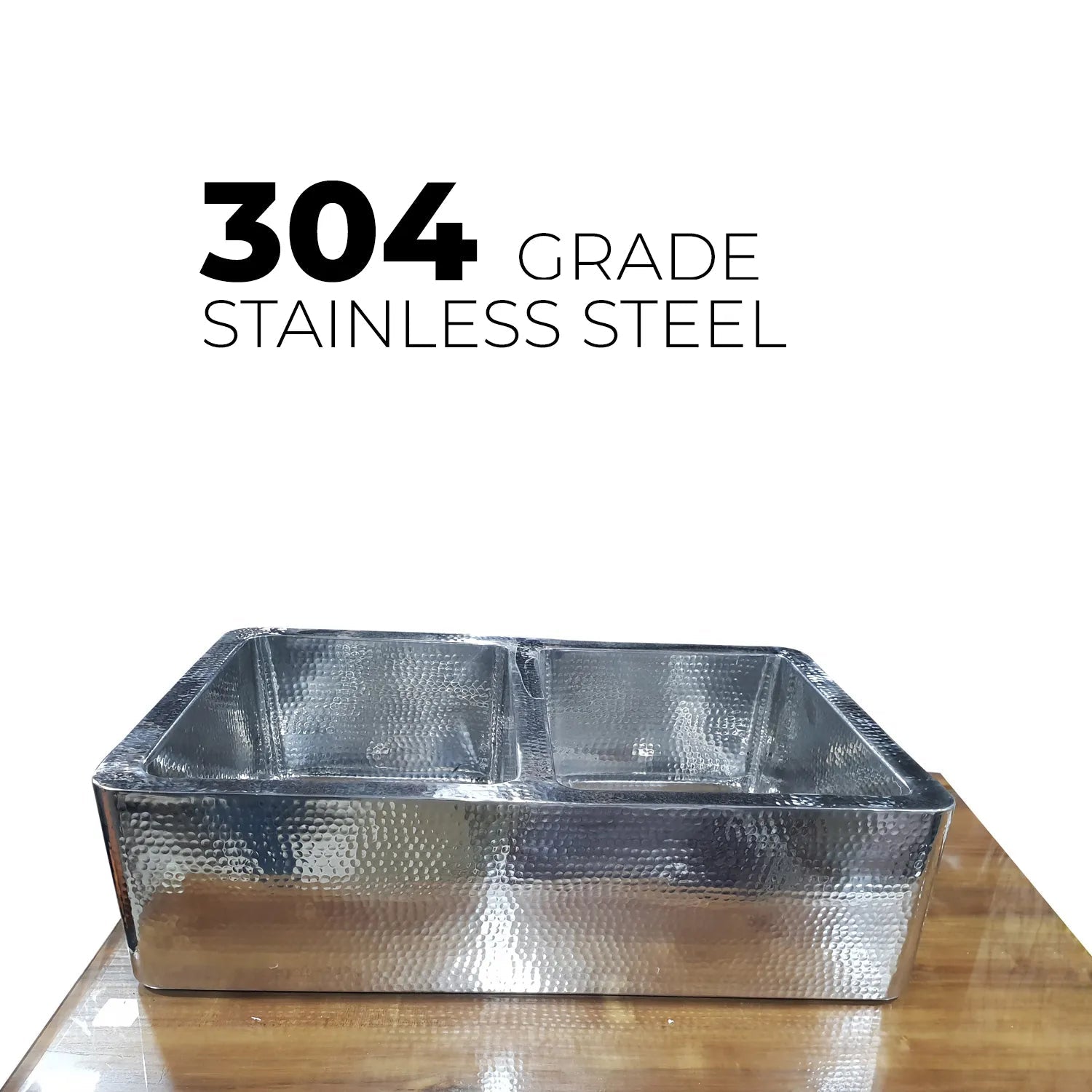 Coppersmith Stainless Steel Kitchen Sink Front in Double bowl