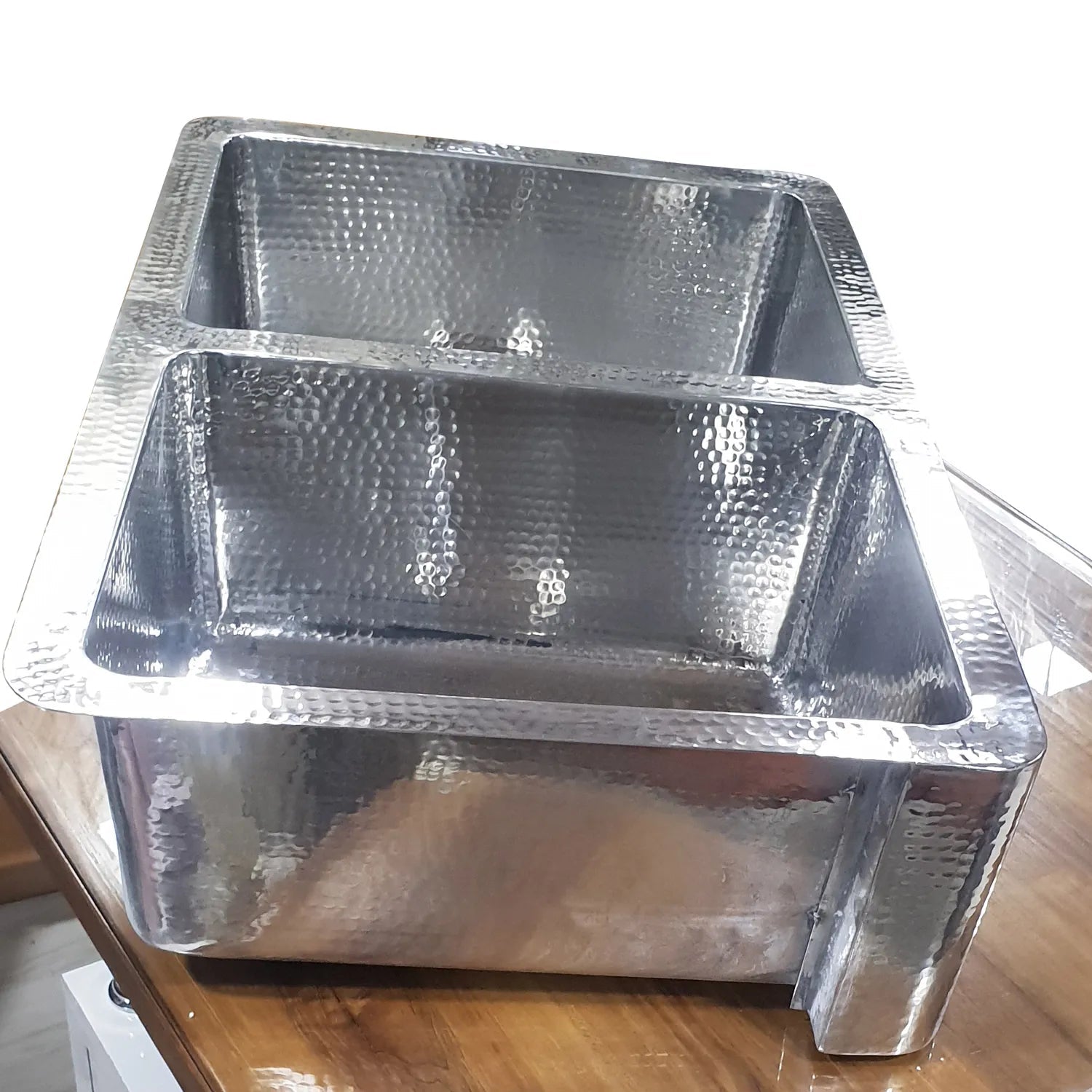 Coppersmith Stainless Steel Kitchen Sink Front in Double bowl